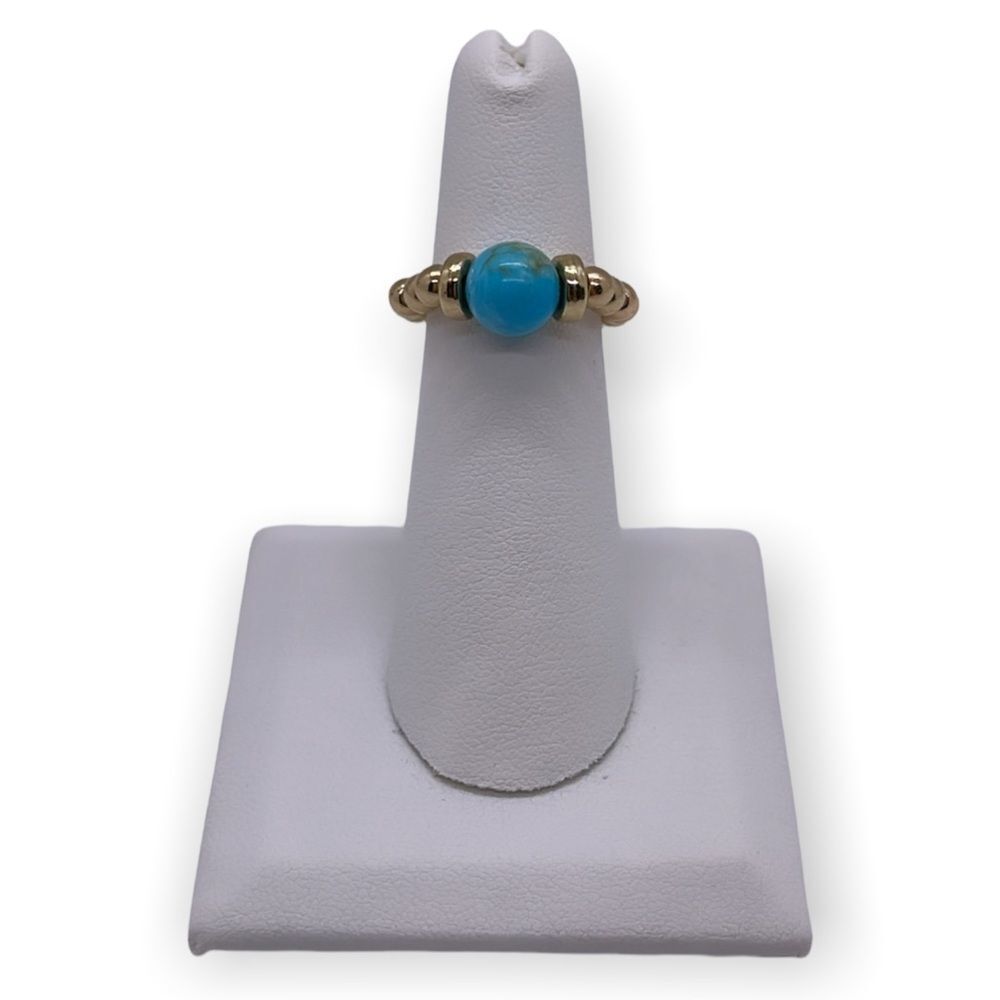 NWT Wool + Pepper Co. Turquoise + Gold Beaded Ring